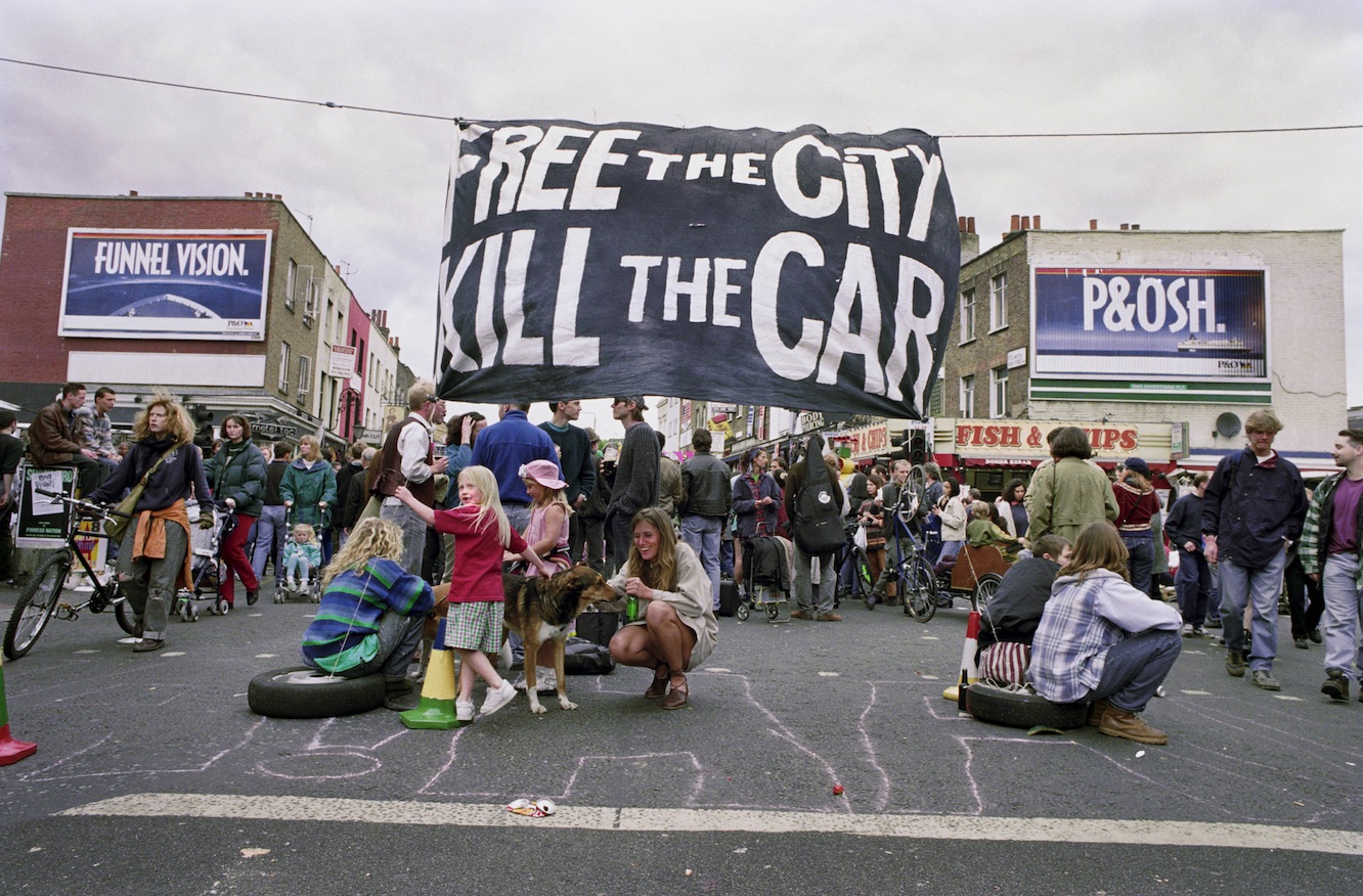 Roadblocks? They were telling us to ‘kill the car’ in the 1990s! car protest 1990s adrian fisk photographer