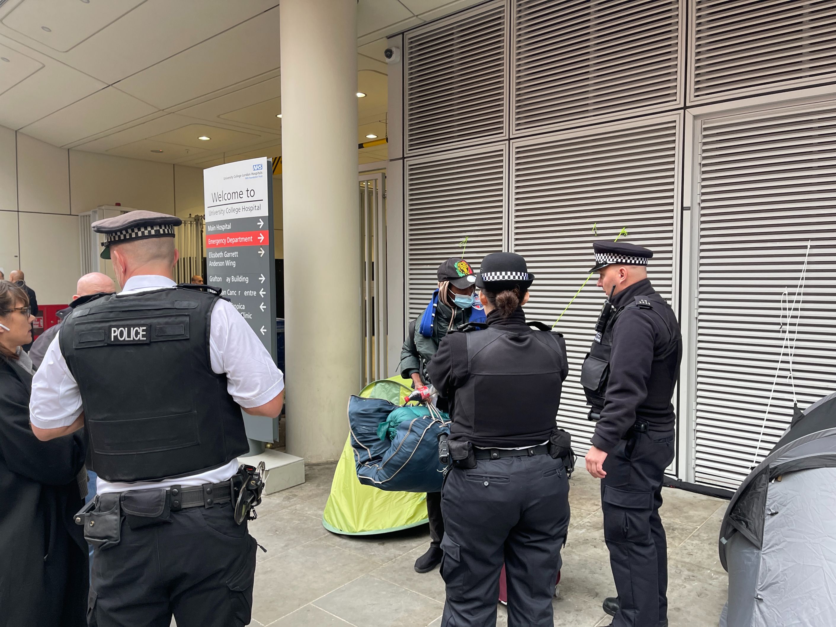 Calls for police to stop joining council on homelessness outreach Police outside UCLH