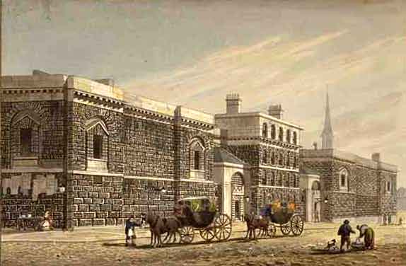 LGBT+ CAMDEN – Our dark history, sent to the gallows for socialising at the gay bars of the 1700s Newgate_West_View_of_Newgate_by_George_Shepherd_1784-1862_edited