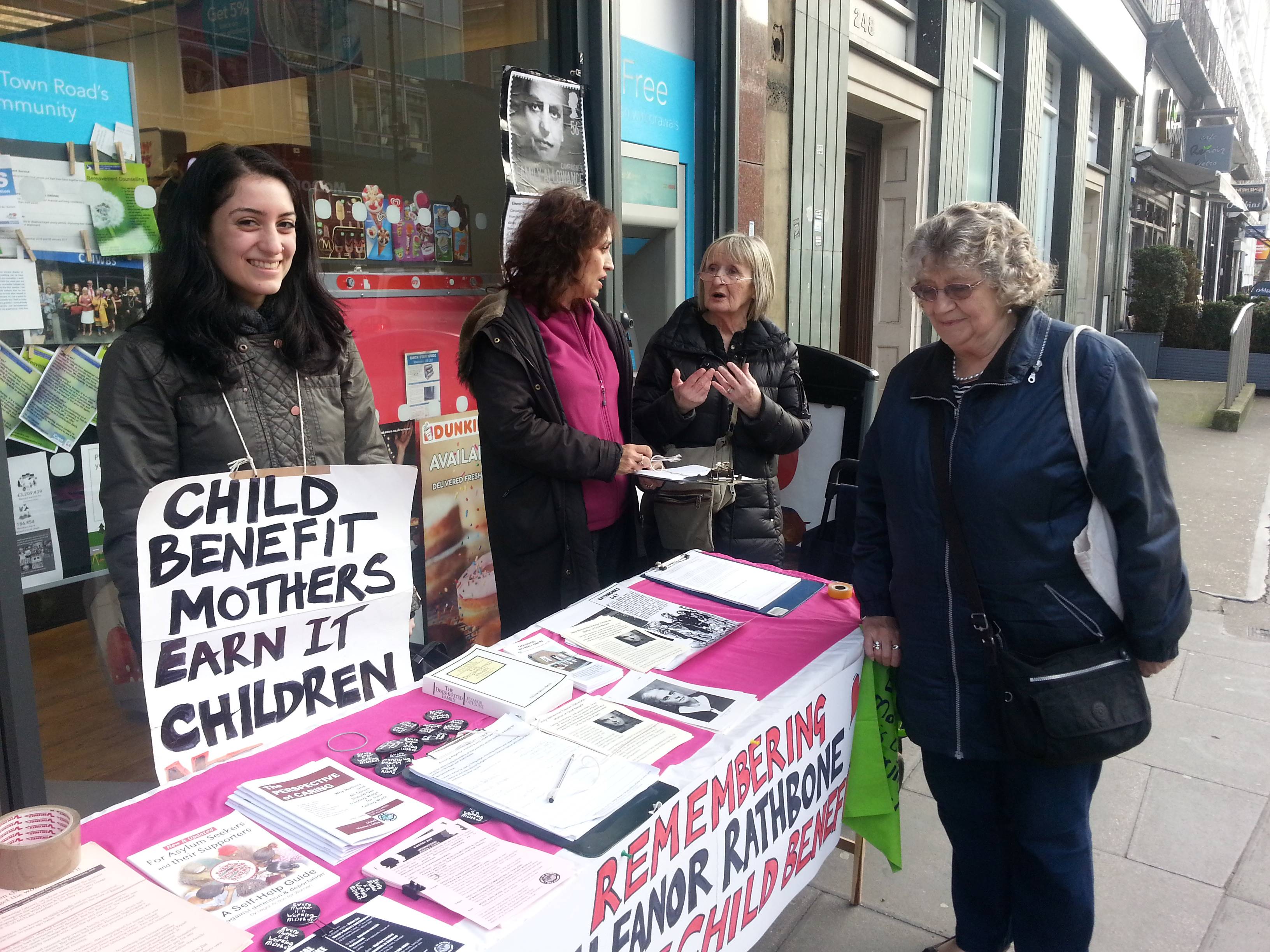 Don’t let MP Eleanor ever be forgotten Crossroads Women volunteers on Kentish Town Road letting people know about Eleanor Rathbone and the oral history project.