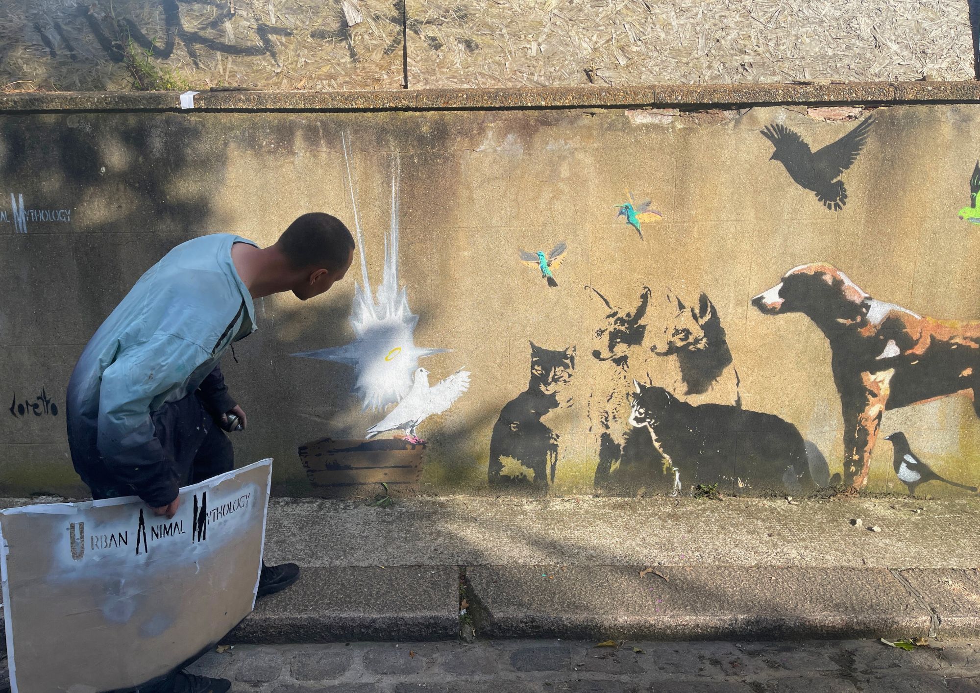 Artist’s road from Sadiq Khan in a mankini to animal mythology in Murray Mews loretto wall